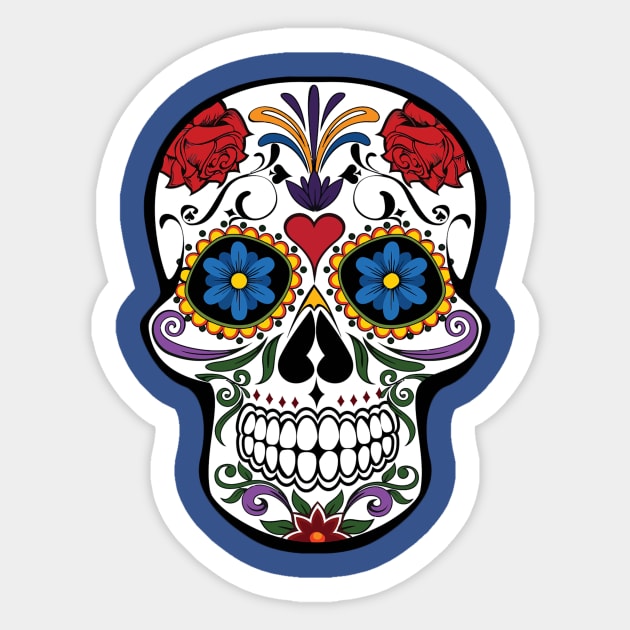 Red Roses and Heart Cranium Tattoo Art Sticker by PatrioTEEism